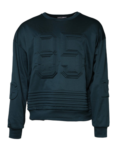 Dolce & Gabbana Dark Green Embossed Logo Pullover Sweater