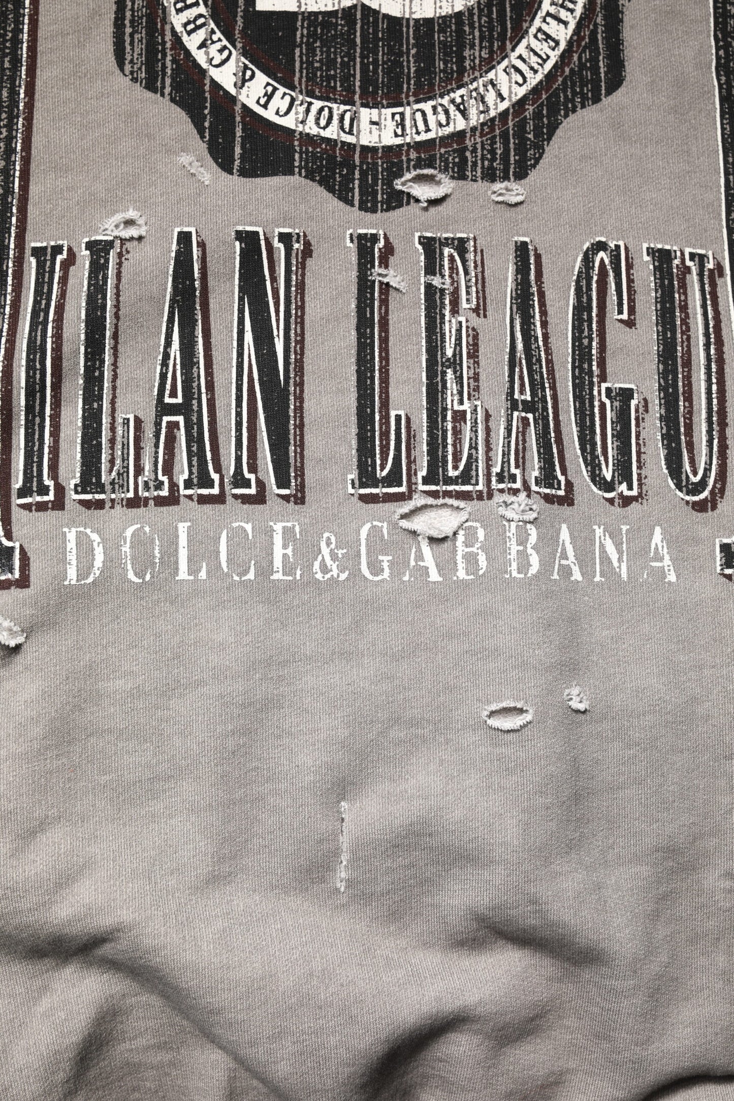 Dolce & Gabbana Gray Logo Print Crew Neck Pullover Sweater