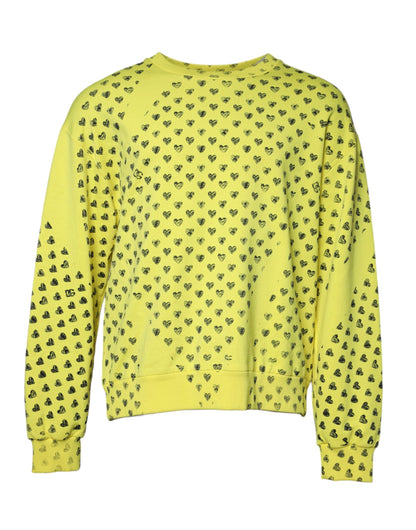 Dolce & Gabbana Yellow Heart Crew Neck Men Pullover Sweater