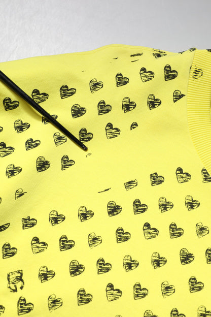 Dolce & Gabbana Yellow Heart Crew Neck Men Pullover Sweater