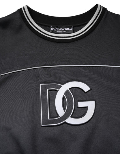 Dolce & Gabbana Black Logo Polyester Crew Neck Men Pullover Sweater