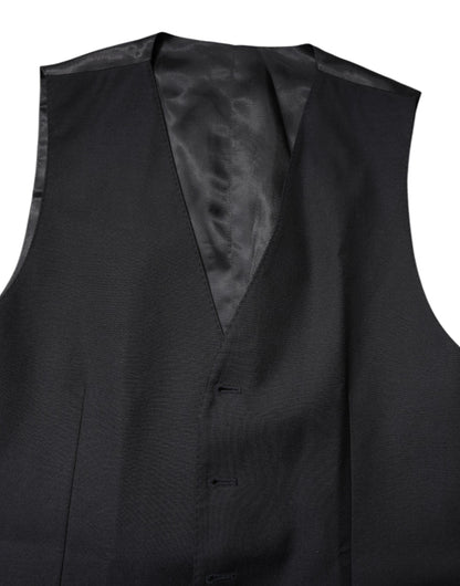 Dolce & Gabbana Black Wool Waistcoat Dress Formal Vest