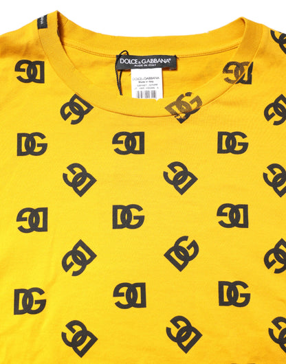 Dolce & Gabbana Yellow Cotton DG Logo Print Cropped T-shirt