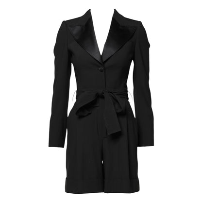 Dolce & Gabbana Black Wool Jumpsuit Dress Women Coat Jacket