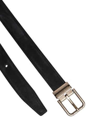 Dolce & Gabbana Black Calf Leather Classic Metal Buckle Belt