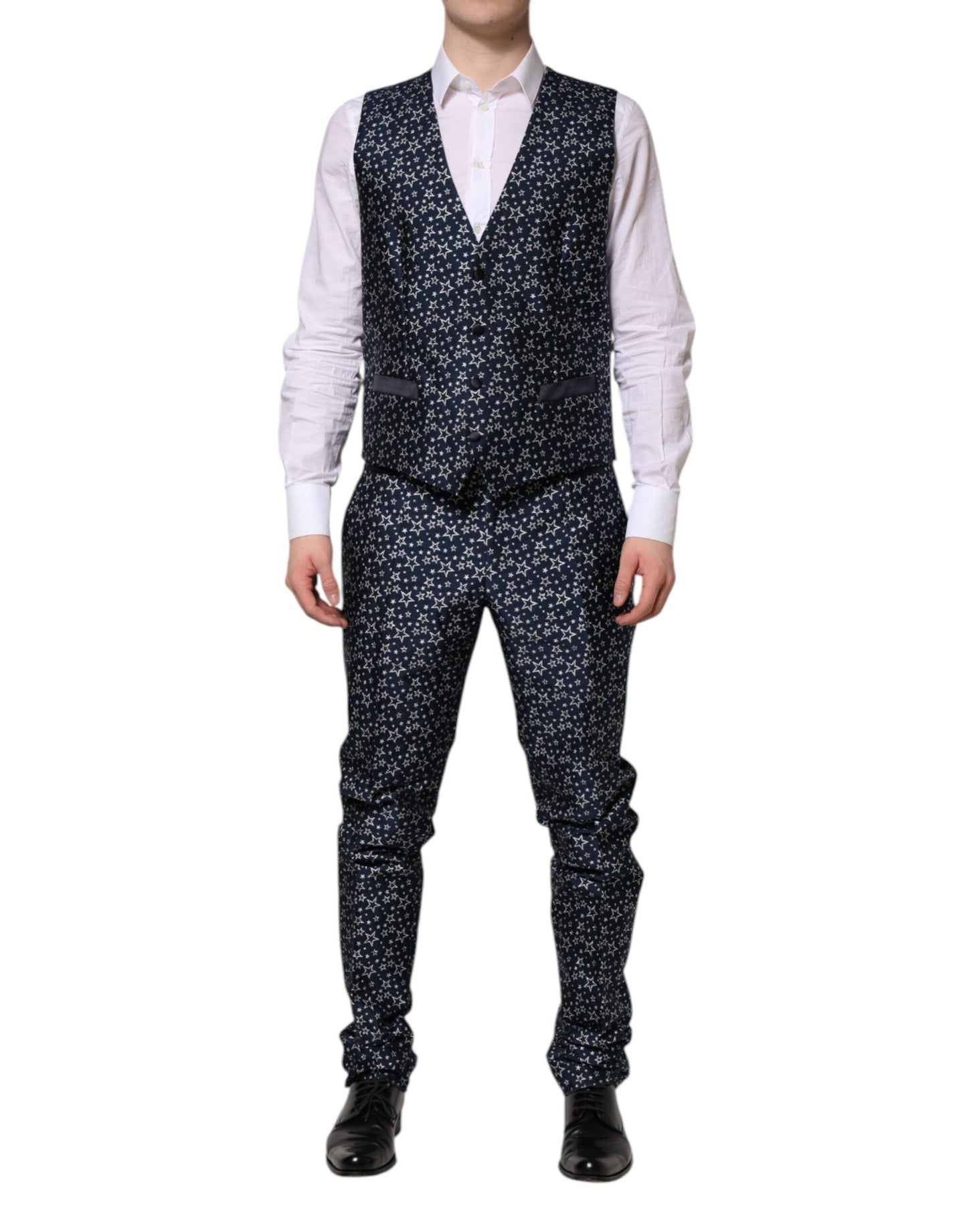 Dolce & Gabbana Blue MARTINI Star Jacquard 3 Piece Suit