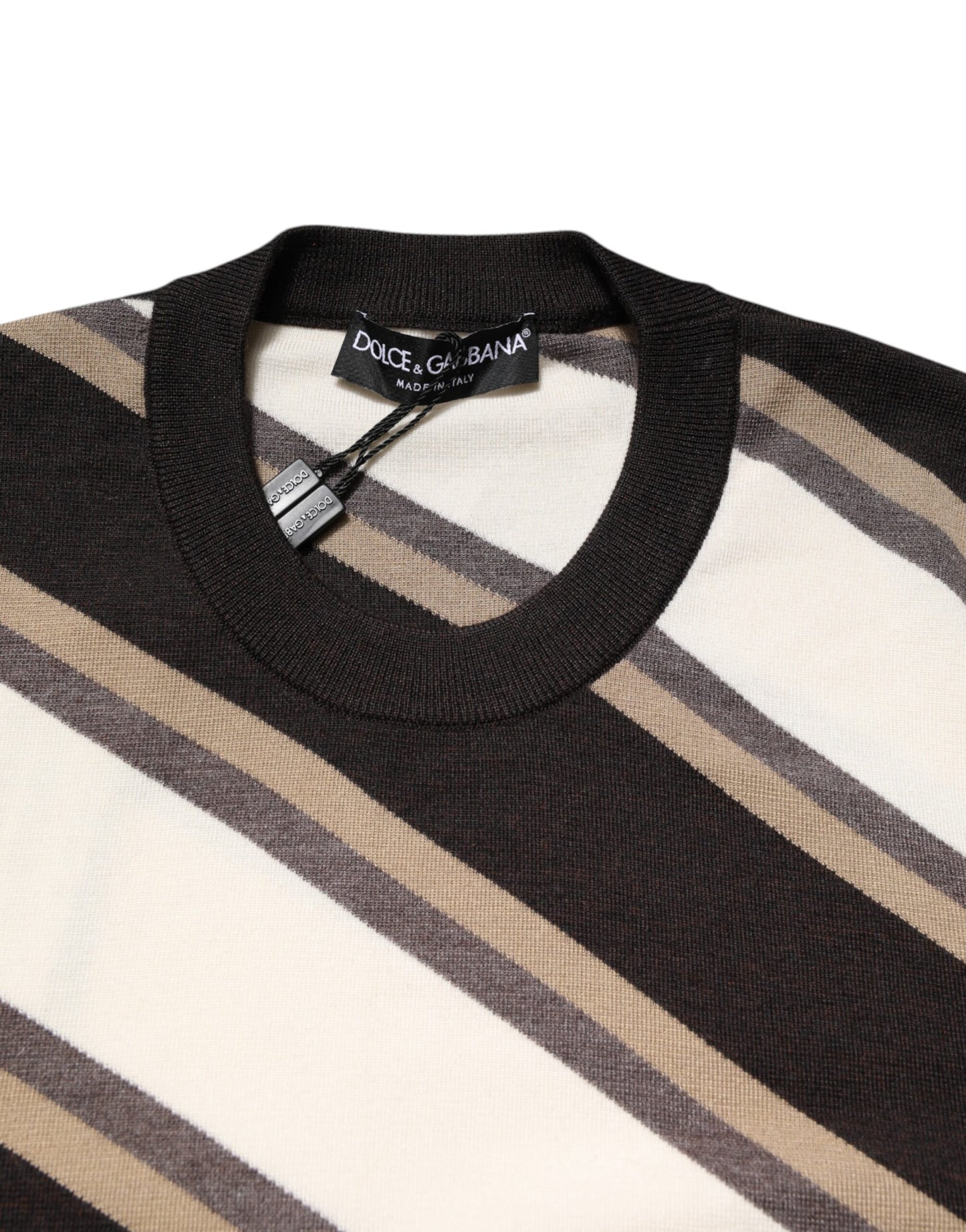 Dolce & Gabbana Multicolor Stripes Crew Neck Pullover Sweater