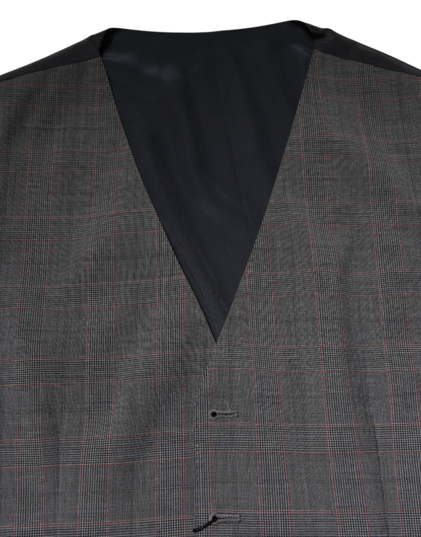 Dolce & Gabbana Gray Plaid Wool Formal Dress Waistcoat Vest