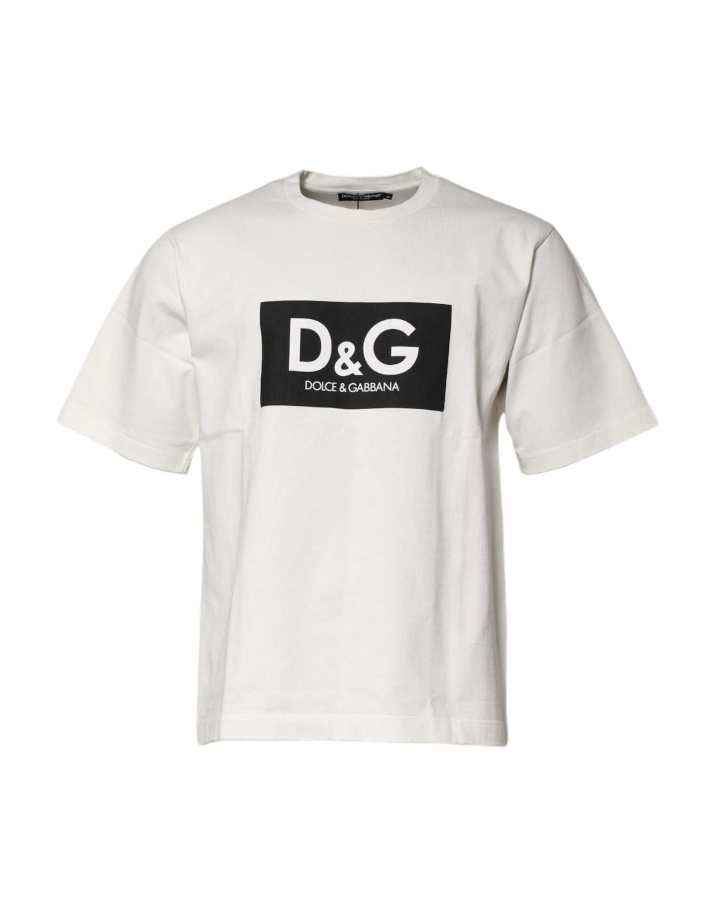 Dolce & Gabbana White Cotton DG Logo Print Round Neck T-shirt