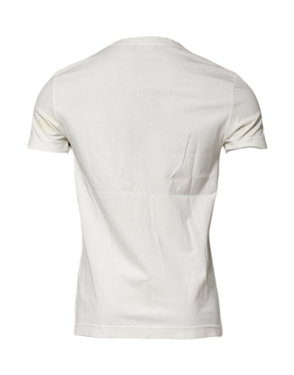 Dolce & Gabbana White Cotton Logo Bandana Print T-shirt