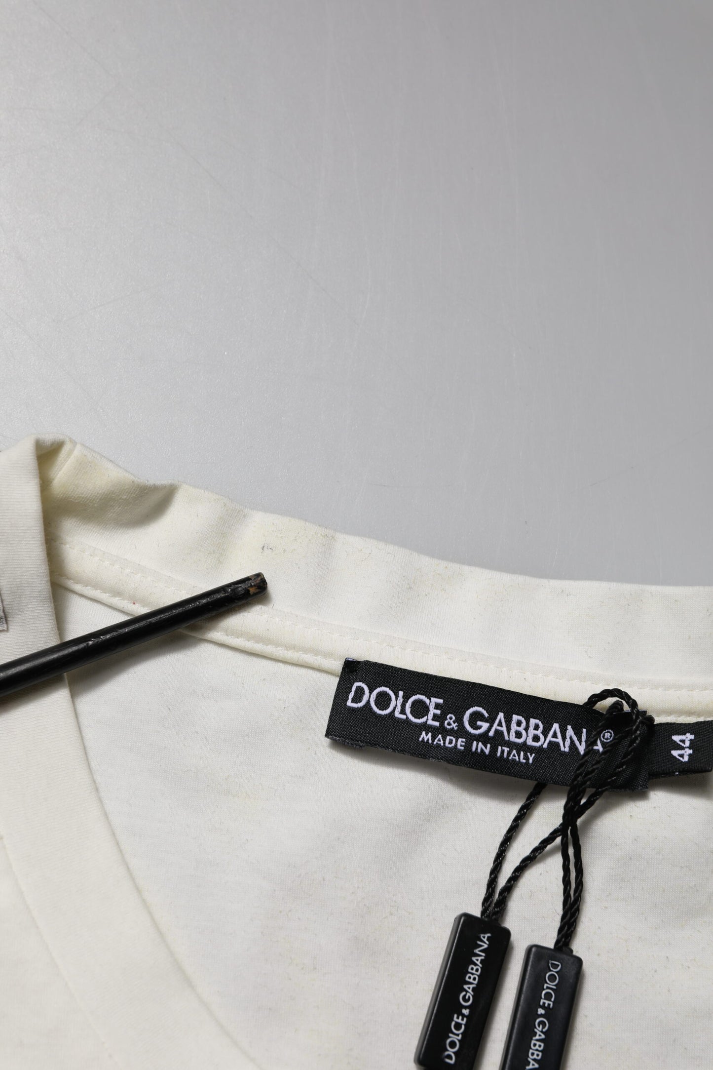 Dolce & Gabbana White Cotton Logo Bandana Print T-shirt