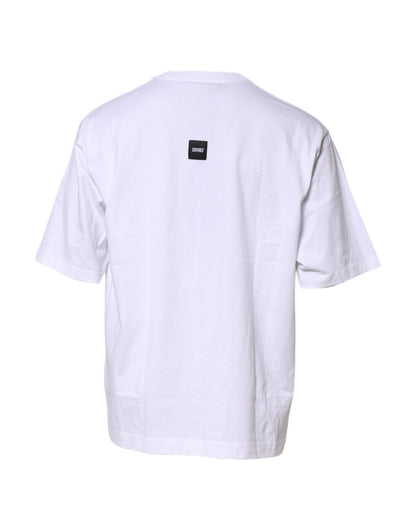 Dolce & Gabbana White Cotton Logo Print Crew Neck T-shirt
