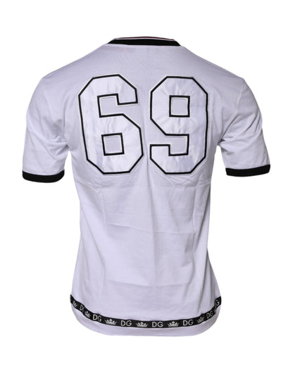 Dolce & Gabbana White Cotton Crown King Embroidery T-shirt