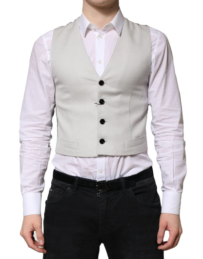 Dolce & Gabbana Gray Wool Dress Formal Men Waistcoat Vest