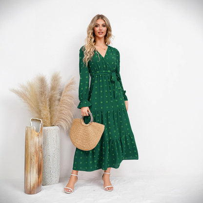 Solid Color Wide Hem Casual Dress Women's Clothing