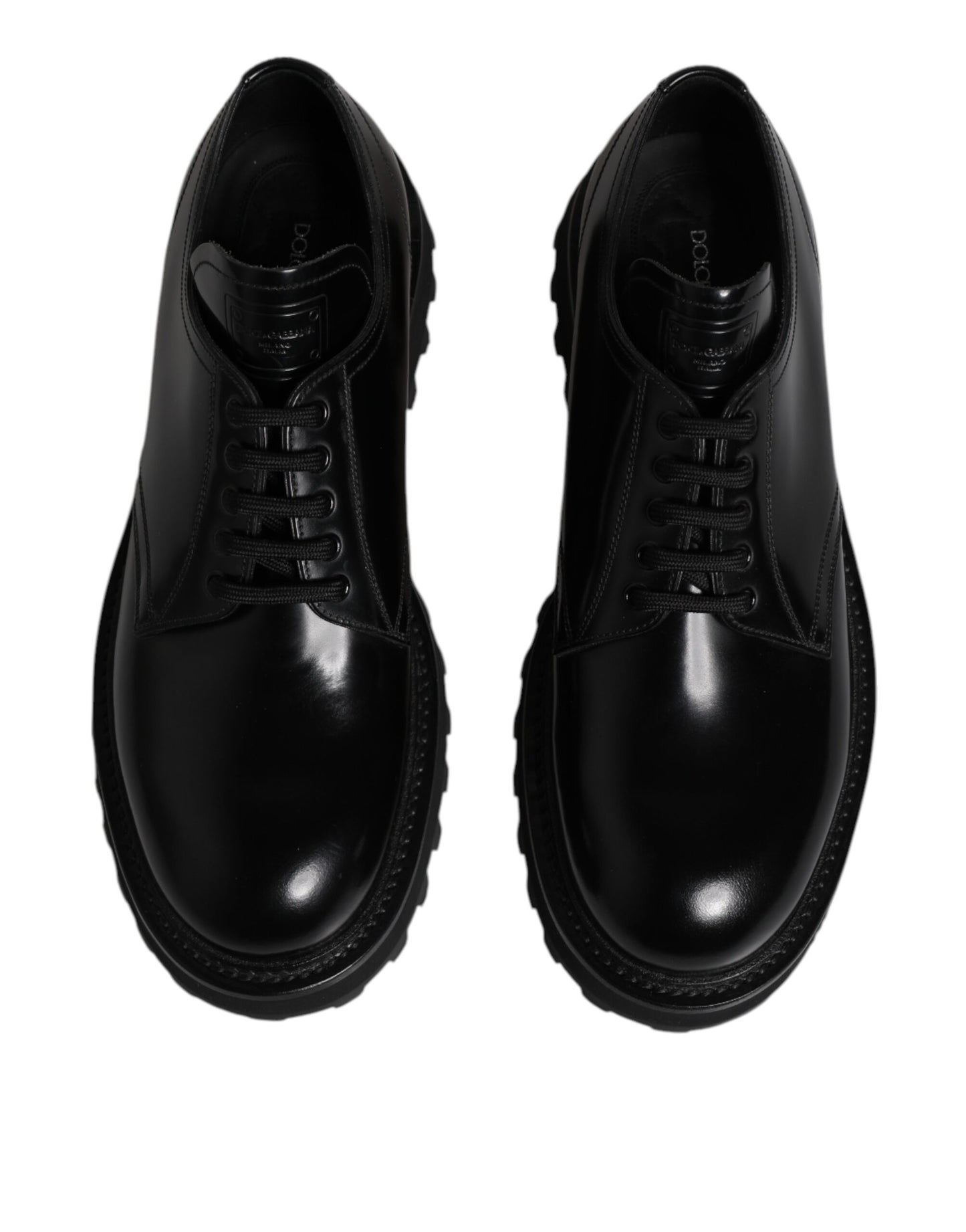 Dolce & Gabbana Black Leather Lace Up Derby Men Dress Shoes