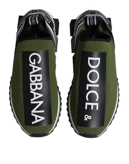 Dolce & Gabbana Green Black Slip On Sorrento Sneakers Shoes