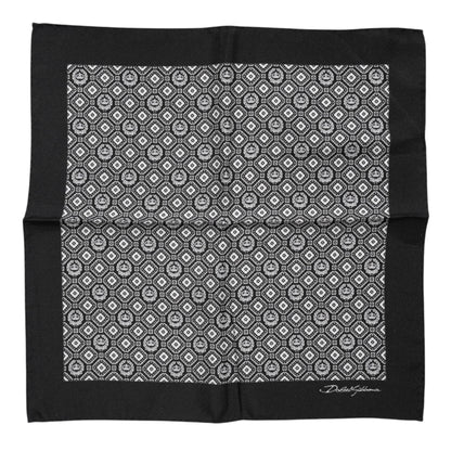 Dolce & Gabbana Black White Patterned Square Foulard Scarf