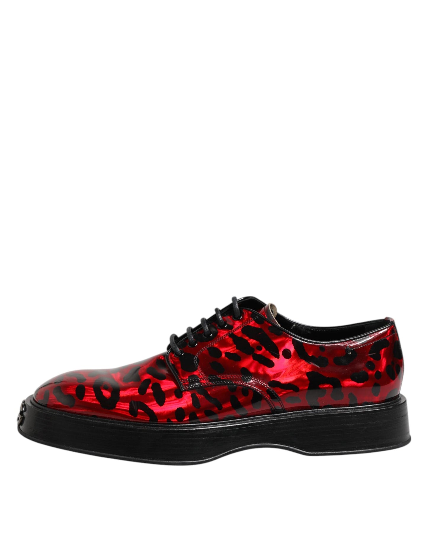 Dolce & Gabbana Red Leopard Derby Formal Men Dress Shoes
