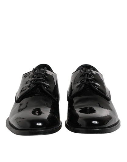 Dolce & Gabbana Black Patent Leather Derby Formal Dress Shoes