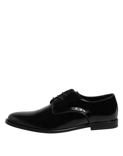 Dolce & Gabbana Black Patent Leather Derby Formal Dress Shoes