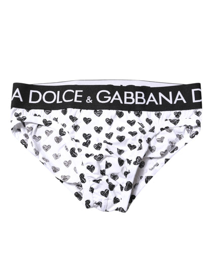 Dolce & Gabbana White Heart Printed Regular Brief Underwear