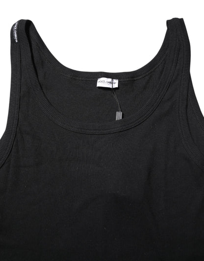 Dolce & Gabbana Black Cotton Sleeveless Underwear Tank T-shirt