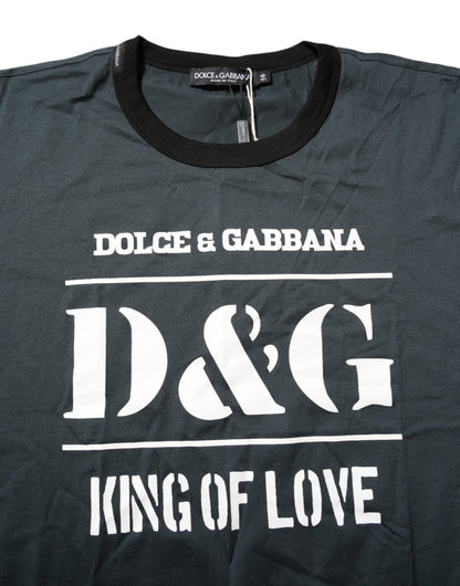 Dolce & Gabbana Black Cotton Printed Short Sleeves T-shirt