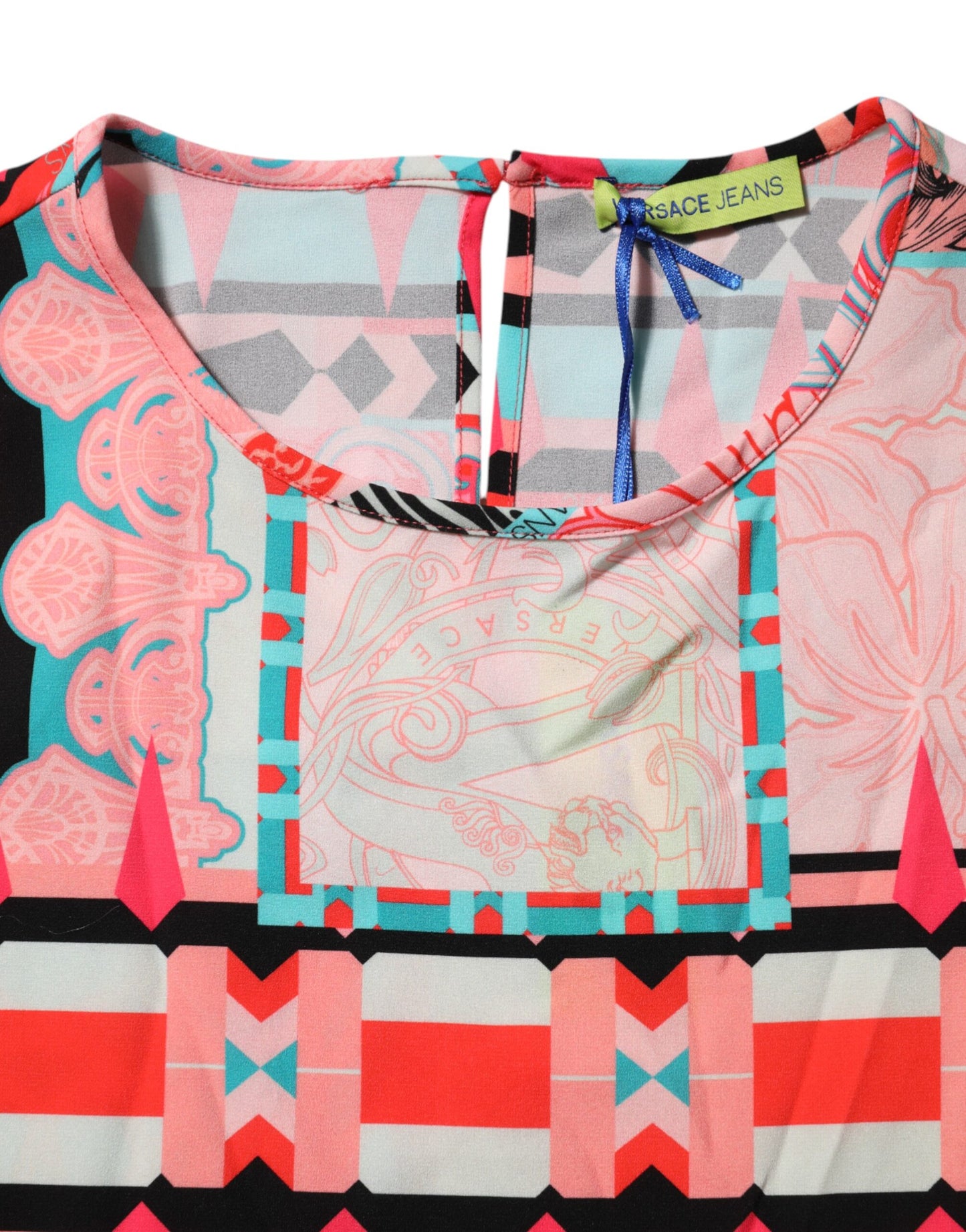 Versace Jeans Multicolor Print Short Sleeves Women Blouse Top