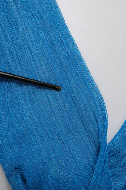 Dolce & Gabbana Blue See Through Turtleneck Long Sleeves Top