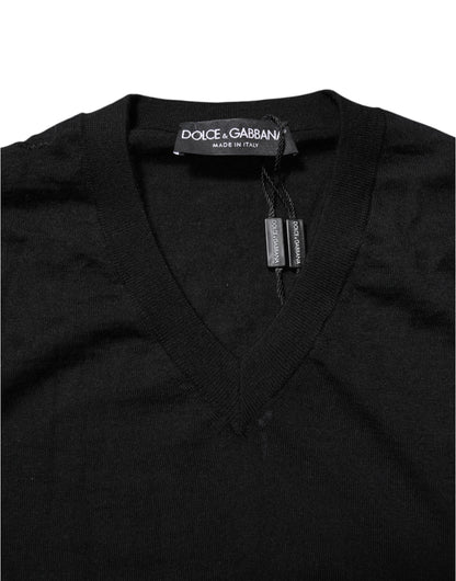 Dolce & Gabbana Black Cashmere Crewneck Men Pullover Sweater