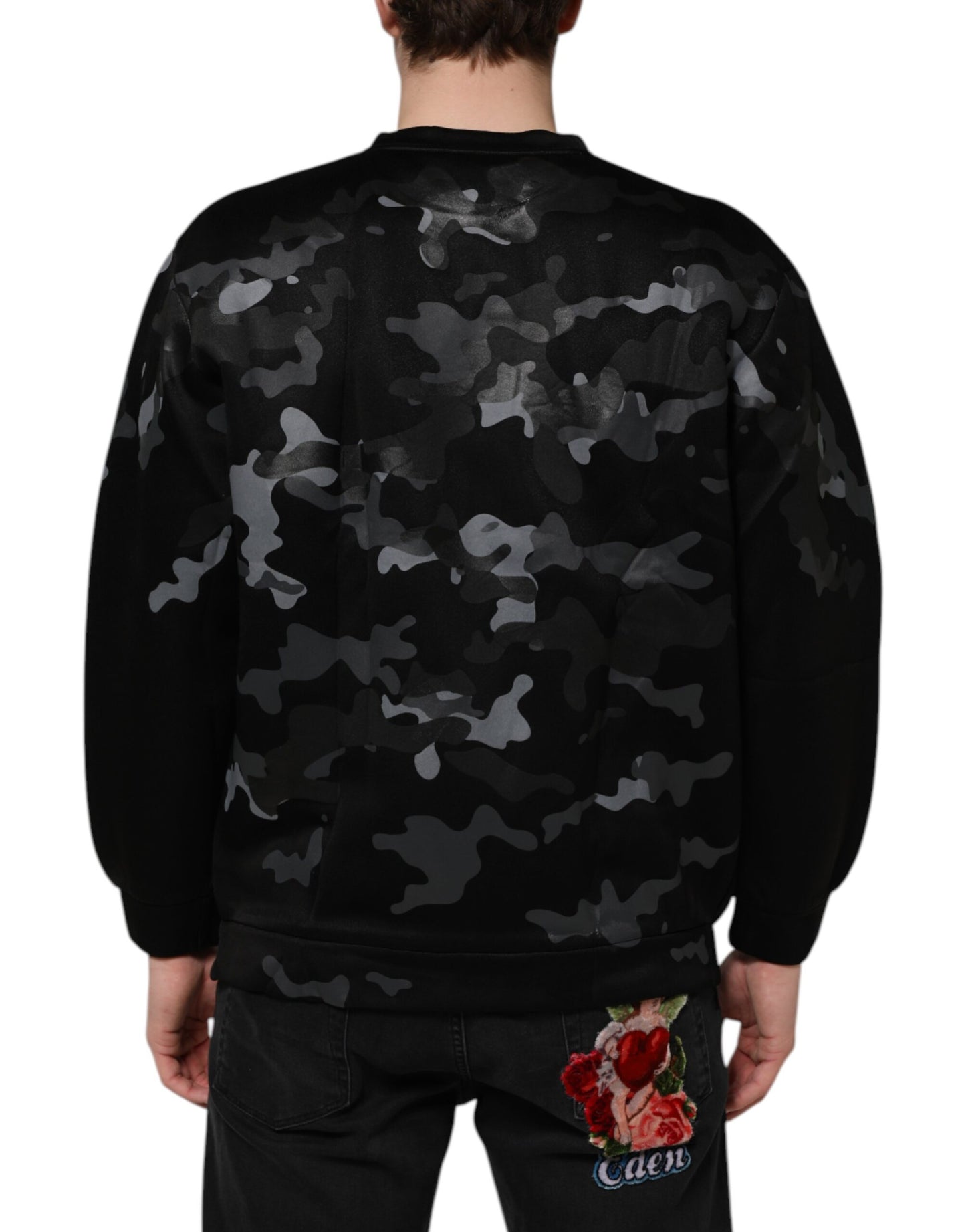 Dolce & Gabbana Black Camouflage Pullover Sweatshirt Sweater