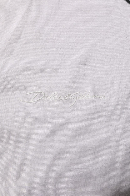 Dolce & Gabbana White Silk Short Sleeves Men Henley T-shirt
