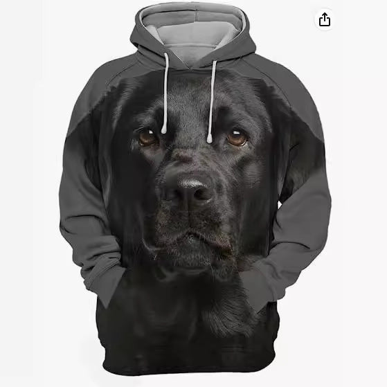 Men's Thermal Transfer 3D Dog Hoodie Coat