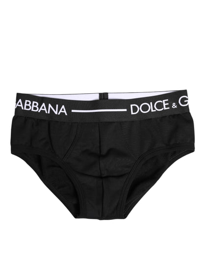 Dolce & Gabbana Black Cotton Stretch Regular Brief Underwear