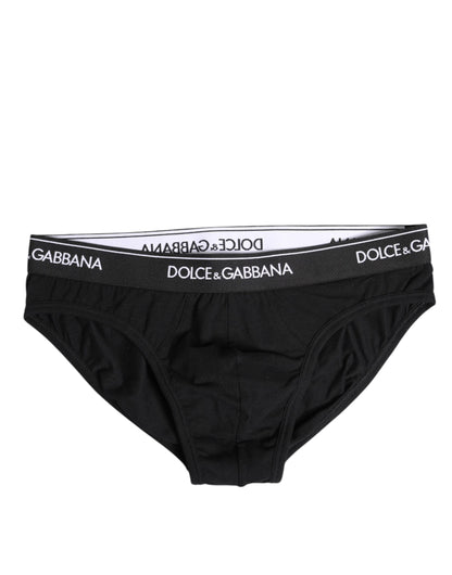 Dolce & Gabbana Black Cotton Stretch Regular Brief Underwear