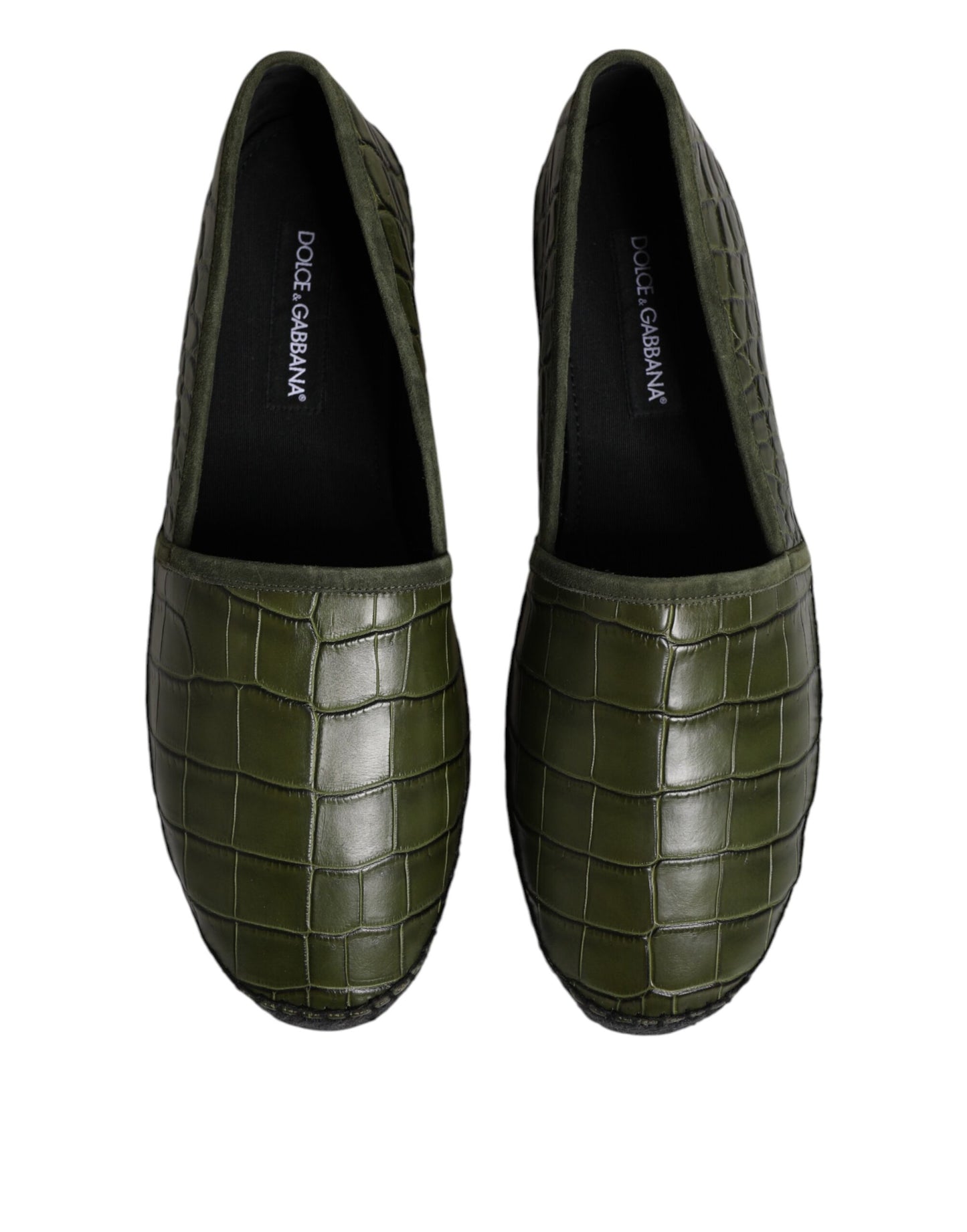 Dolce & Gabbana Green Exotic Leather Espadrilles Slip On Shoes