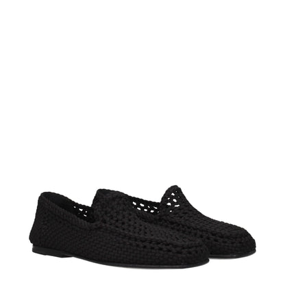 Dolce & Gabbana Black Fabric Slip-On Loafers