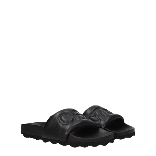Off-White Black Leather Slippers