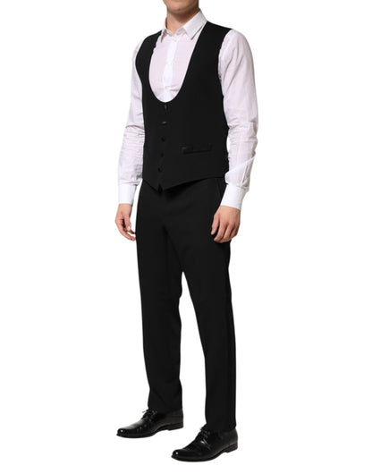 Dolce & Gabbana Black Wool 3 Piece Single Breasted Suit