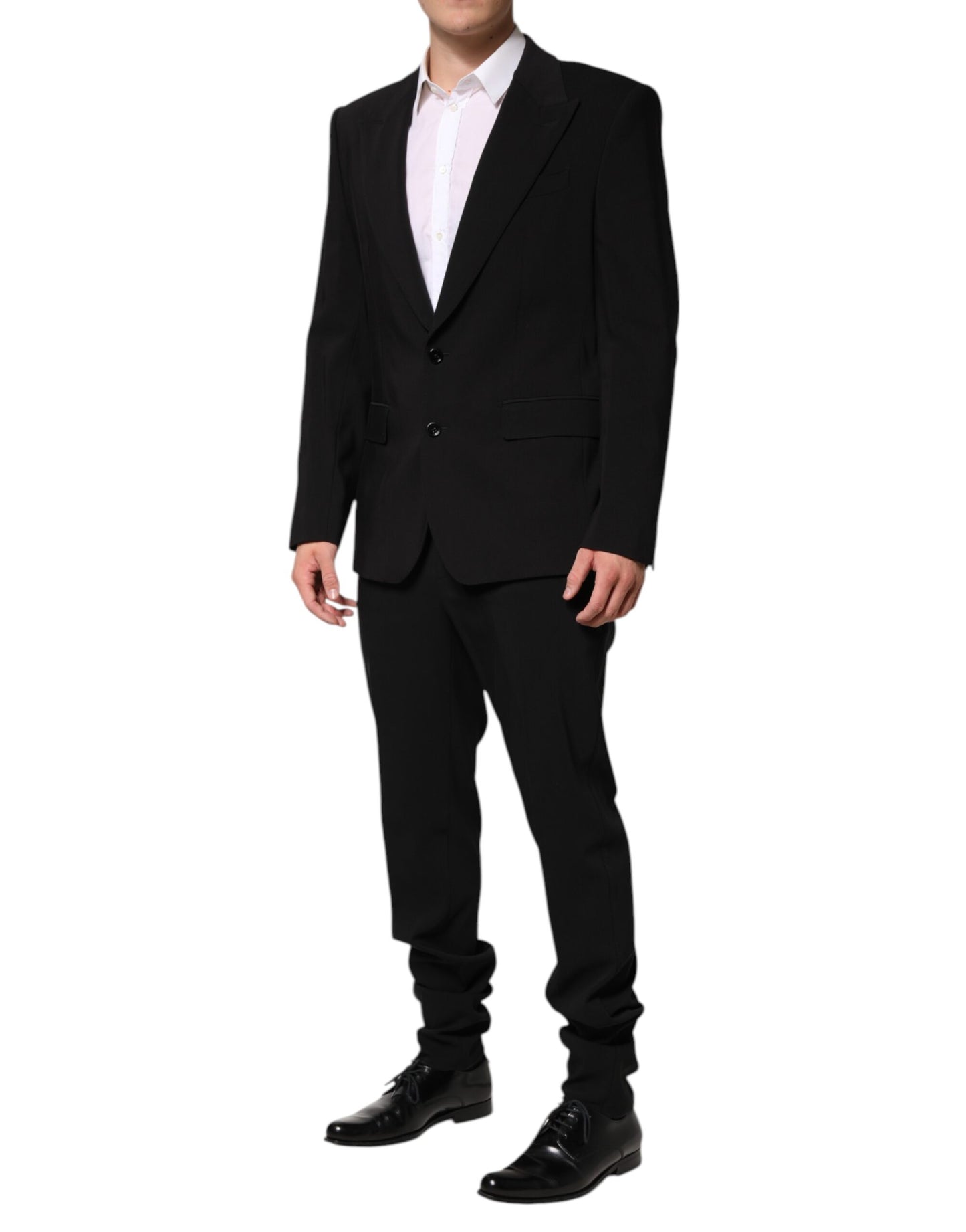 Dolce & Gabbana Black Cotton Single Breasted 2 Piece Suit