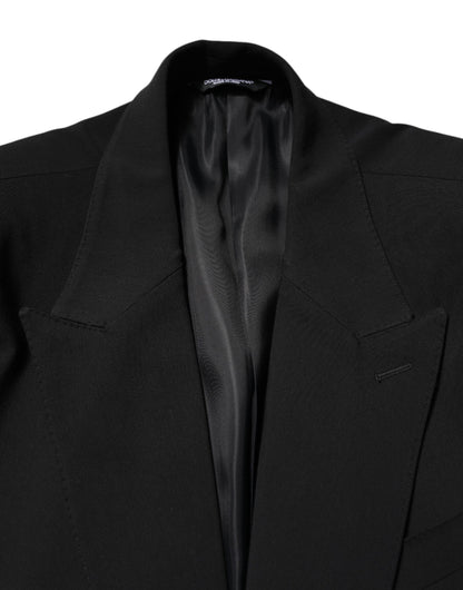 Dolce & Gabbana Black Cotton Single Breasted 2 Piece Suit