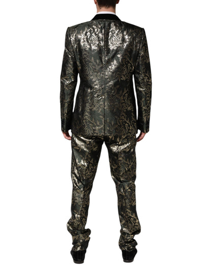Dolce & Gabbana Metallic Floral Jacquard Silk 2 Piece Suit