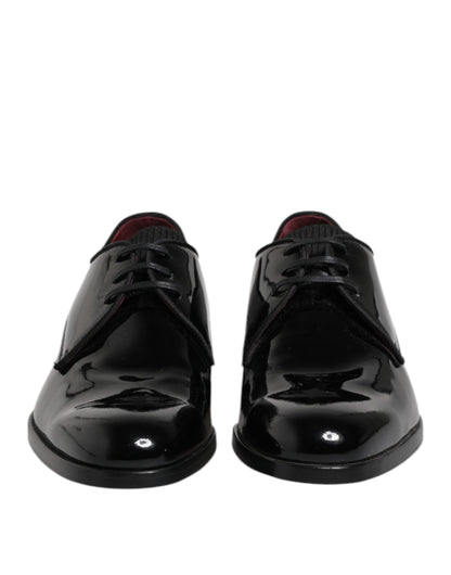 Dolce & Gabbana Black Leather Lace Up Men Derby Formal Shoes