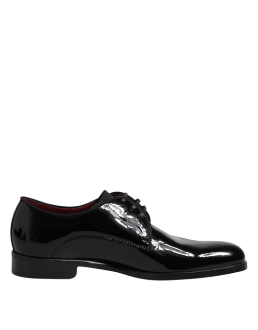 Dolce & Gabbana Black Leather Lace Up Men Derby Formal Shoes