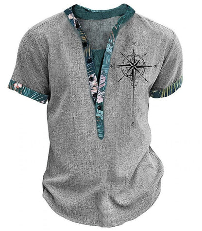 European And American 3D Printed Shirt Youth Six Button Short Sleeve