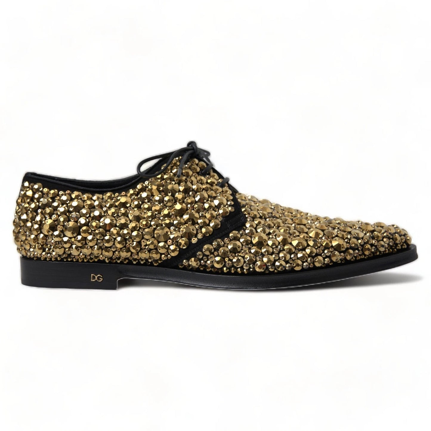 Dolce & Gabbana Black Gold Embellished Derby Shoes