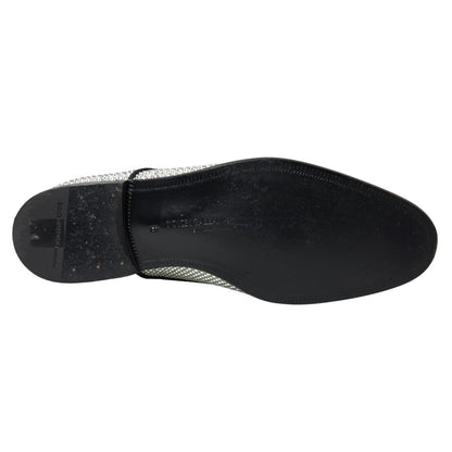 Dolce & Gabbana Silver Leather Rhinestones Derby Shoes