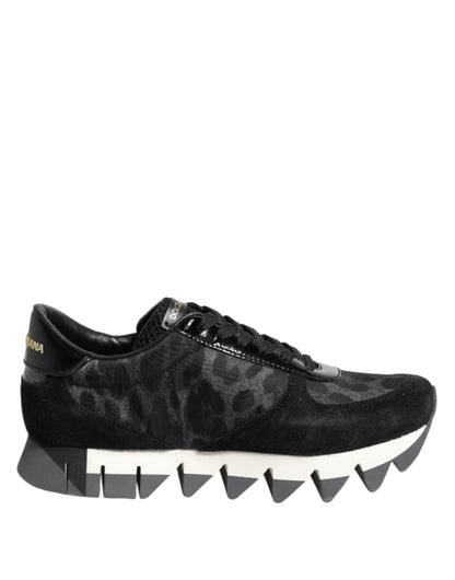 Dolce & Gabbana Black Gray Leopard Low Top Sneakers Shoes