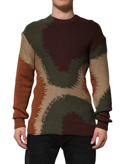 Dolce & Gabbana Multicolor Cotton Abstract Men Pullover Sweater